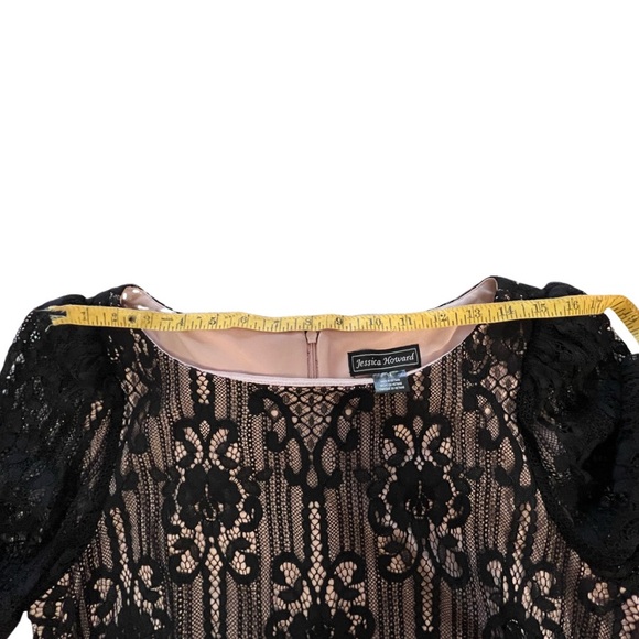 Jessica Howard Blush Pink and Black Lace Overlay Dress, Size 14. - Picture 8 of 13